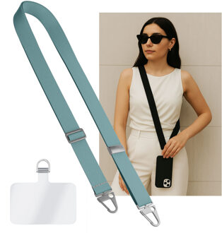 Casimoda Universeel verstelbaar telefoonkoord met zilveren sluiting - Lichtblauw