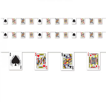 Casino feest versiering thema kaartspel slinger - 2x - papier - 400 cm - feestartikelen