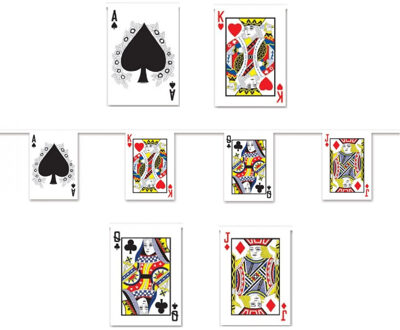 Casino feest versiering thema kaartspel slinger - papier - 400 cm - feestartikelen Multi