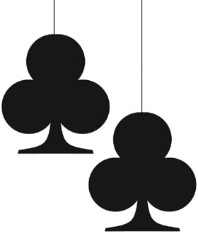 Casino/kaartspellen feest thema hangversiering - 2x - Klavertjes - 17 cm - karton - decoraties