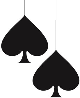 Casino/kaartspellen feest thema hangversiering - 2x - Schoppen - 17 cm - karton - decoraties