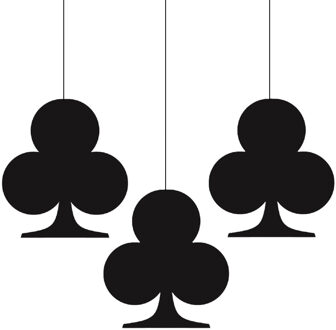 Casino/kaartspellen feest thema hangversiering - 3x - Klavertjes - 17 cm - karton - decoraties