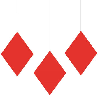 Casino/kaartspellen feest thema hangversiering - 3x - Ruiten - 17 cm - karton - decoraties