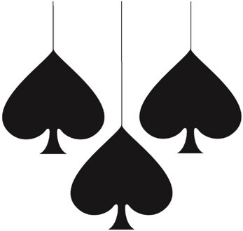 Casino/kaartspellen feest thema hangversiering - 3x - Schoppen - 17 cm - karton - decoraties