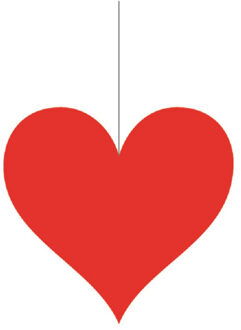 Casino/kaartspellen feest thema hangversiering - Harten - 17 cm - karton - decoraties Rood