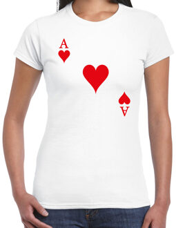 casino thema verkleed t-shirt dames - harten aas - wit - poker t-shirt S
