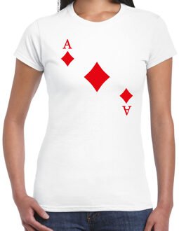 casino thema verkleed t-shirt dames - ruiten aas - wit - poker t-shirt XL