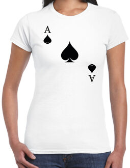casino thema verkleed t-shirt dames - schoppen aas - wit - poker t-shirt XL