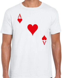 casino thema verkleed t-shirt heren - harten aas - wit - poker t-shirt 2XL