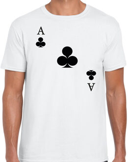 casino thema verkleed t-shirt heren - klaver aas - wit - poker t-shirt S