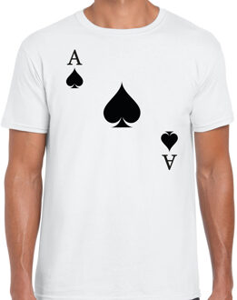 casino thema verkleed t-shirt heren - schoppen aas - wit - poker t-shirt S