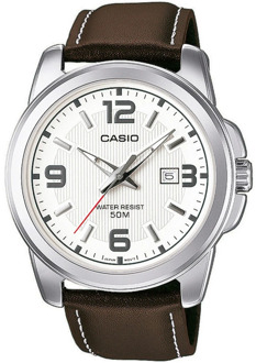 Casio MTP-1314L-8AVEF - Horloge - 24 mm - Leer - Zwart