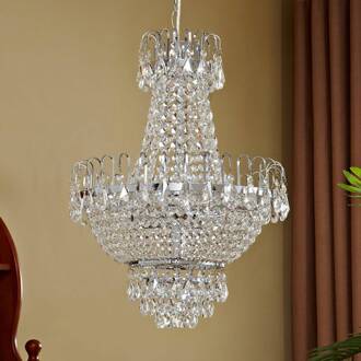 Casparia kroonluchter, chroomkleurig, kristal, E14 chroom, helder