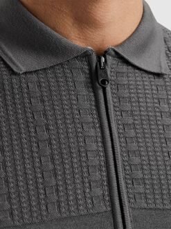 Cast Iron Half-Zip Polo Structure Antraciet Grijs - L,M,S