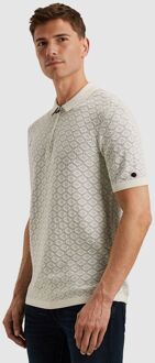 Cast Iron Half-Zip Polo Structure Ecru Off-White - M,S