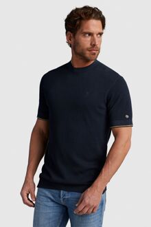 Cast Iron Knitted T-Shirt Navy Donkerblauw - L,M