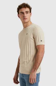 Cast Iron Knitted T-shirt Structuur Ecru Beige - S,M,L,XL,XXL