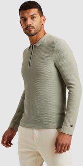 Cast Iron Long Sleeve Half Zip Poloshirt Structuur Lichtgroen - XXL
