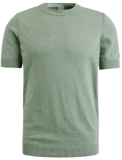 Cast Iron Stoere Katoenen T-shirt met Textuurdetails Cast Iron , Green , Heren - Xl,L