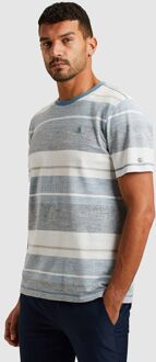 Cast Iron T-shirt Knitted Streep Blauw