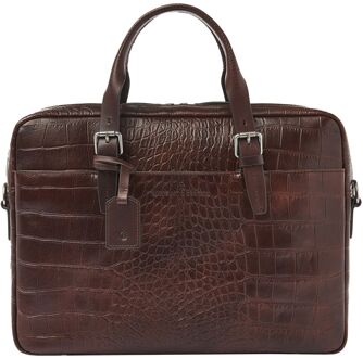 Castelijn & Beerens Aurum Laptopbag RFID 15.6" mocca schoudertas heren Bruin - H 30 x B 43 x D 10 cm