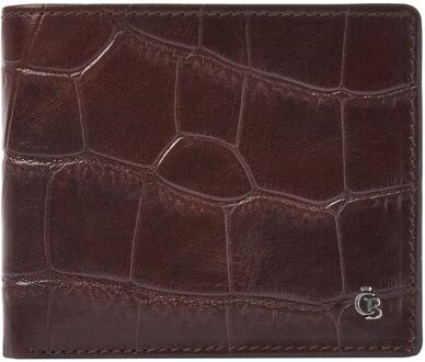 Castelijn & Beerens Croco Billfold - voor 8 pasjes - met RFID bescherming - mocca portemonnee Bruin - H 9 x B 10.5 x D 2.5 cm