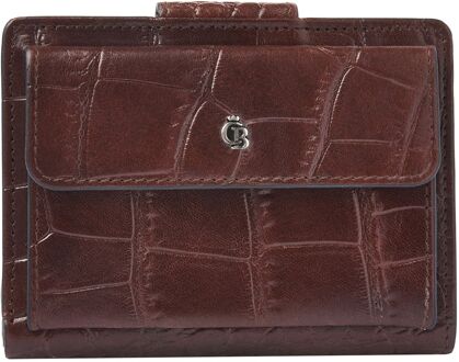 Castelijn & Beerens Croco Damesportemonnee - voor 6 pasjes - met RFID bescherming - mocca dames portemonnee Bruin - H 12.5 x B 9.5 x D 2.5 cm