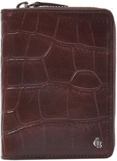 Castelijn & Beerens Croco Damesportemonnee - voor 8 pasjes - met RFID bescherming - mocca dames portemonnee Bruin - H 12.5 x B 9.5 x D 3 cm