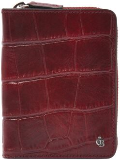 Castelijn & Beerens Croco Damesportemonnee - voor 8 pasjes - met RFID bescherming - rood dames portemonnee - H 12.5 x B 9.5 x D 3 cm