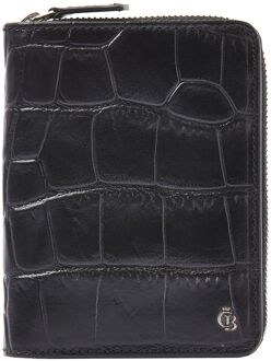Castelijn & Beerens Croco Damesportemonnee - voor 8 pasjes - met RFID bescherming - zwart dames portemonnee - H 12.5 x B 9.5 x D 3 cm