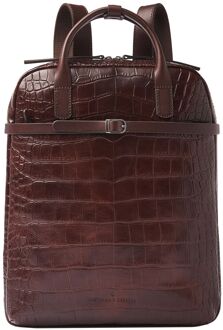 Castelijn & Beerens Croco Emma Laptop Rugzak - 15.6" laptopvak - met RFID bescherming - mocca Bruin - H 41 x B 31 x D 11 cm