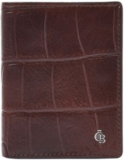 Castelijn & Beerens Croco Mini Wallet - voor 10 pasjes - met RFID bescherming - mocca portemonnee Bruin - H 10 x B 8 x D 2 cm