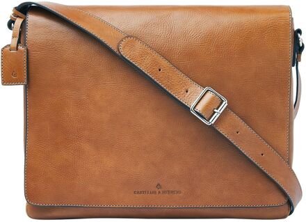 Castelijn & Beerens Mark Messenger 15.6" RFID light brown schoudertas heren Bruin - H 39 x B 32 x D 10 cm