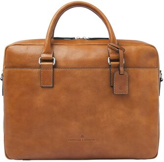 Castelijn & Beerens Peter Laptopbag 15.6" RFID light brown schoudertas heren Bruin - H 40 x B 30 x D 7.5 cm
