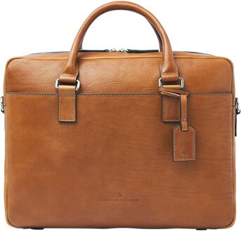 Castelijn & Beerens Rick Laptopbag 15.6" RFID light brown schoudertas heren Bruin - H 40 x B 30 x D 10 cm