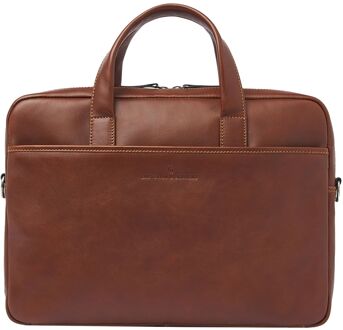 Castelijn & Beerens Specials Laptopbag 15.6" RFID light brown schoudertas heren Bruin - H 30 x B 41 x D 7 cm