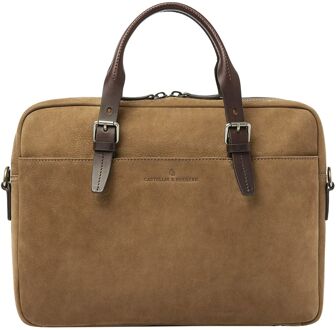 Castelijn & Beerens Veneto Nubuck Laptopbag 15.6" taupe schoudertas heren - H 30 x B 41 x D 6.5 cm