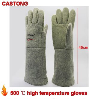 CASTONG 500 graden Hoge temperatuur handschoenen 45 cm Hoge temperatuur bescherming brandhandschoenen oven Bakken Anti-verbranding veiligheidshandschoen
