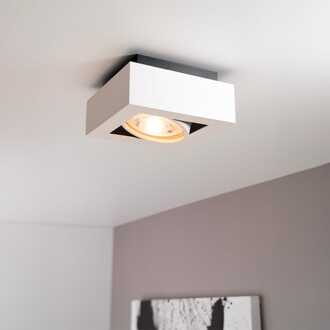Castor bianco I by LUSENZ - Vierkante plafondlamp met richtbare spot en mat witte coating
