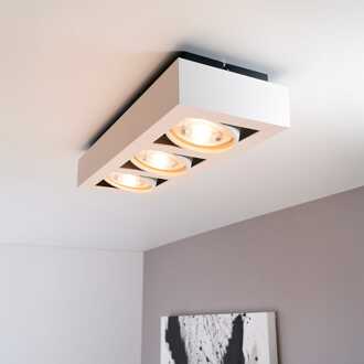 Castor bianco III by LUSENZ - Rechthoekige 3-lichts plafondlamp met richtbare spots en mat witte coating