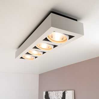 Castor bianco IV by LUSENZ - Rechthoekige 4-lichts plafondlamp met richtbare spots en mat witte coating