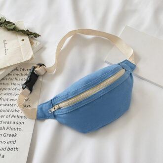 Casual Canvas Borst Zakken Taille Solid Messenger Packs Dagelijks Kinderen Fanny Bum Portemonnee Borst Taille Meisje Leuke Leisure Borst Zakken Blauw