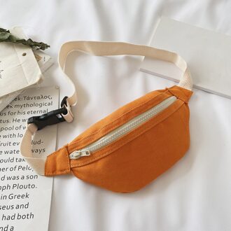 Casual Canvas Borst Zakken Taille Solid Messenger Packs Dagelijks Kinderen Fanny Bum Portemonnee Borst Taille Meisje Leuke Leisure Borst Zakken Oranje