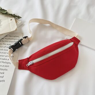 Casual Canvas Borst Zakken Taille Solid Messenger Packs Dagelijks Kinderen Fanny Bum Portemonnee Borst Taille Meisje Leuke Leisure Borst Zakken Rood