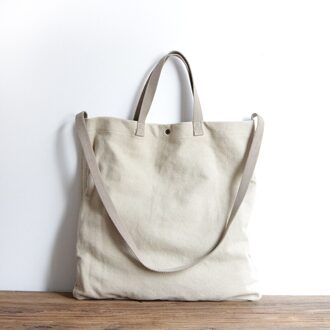 Casual Canvas Draagtas Vrouwen Leisure Stof Messenger Bag Vrouwelijke Eenvoudig Draagbare Top-Handvat Schoudertas tas Beige
