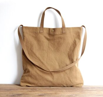 Casual Canvas Draagtas Vrouwen Leisure Stof Messenger Bag Vrouwelijke Eenvoudig Draagbare Top-Handvat Schoudertas tas Bruin