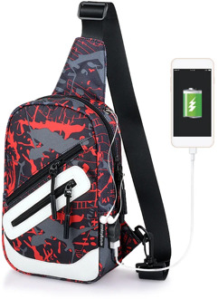 Casual chest bag oxford waterproof Luminous shoulder USB Charging messenger fashion boys small sling bags Travel crossbody bag