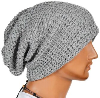 Casual Chic Mannen Losse Beanie Zwarte Hoed Caps Winter Vrouwen Mannen Skullies Warmte Gebreide Mutsen Effen Kleur oversized grijs