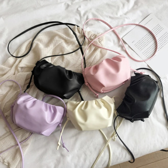 Casual Cloud Women Shoulder Bag Small Bag Mini Leather Handbag Women Shoulder Messenger Bags Pleated Cloud Totes