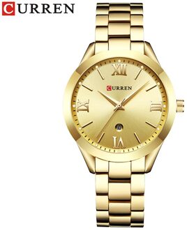 Casual Dames Polshorloge Rvs Jurk Vrouwen Horloges Kalender Analoge Quartz Vrouwelijke Klok Dames goud